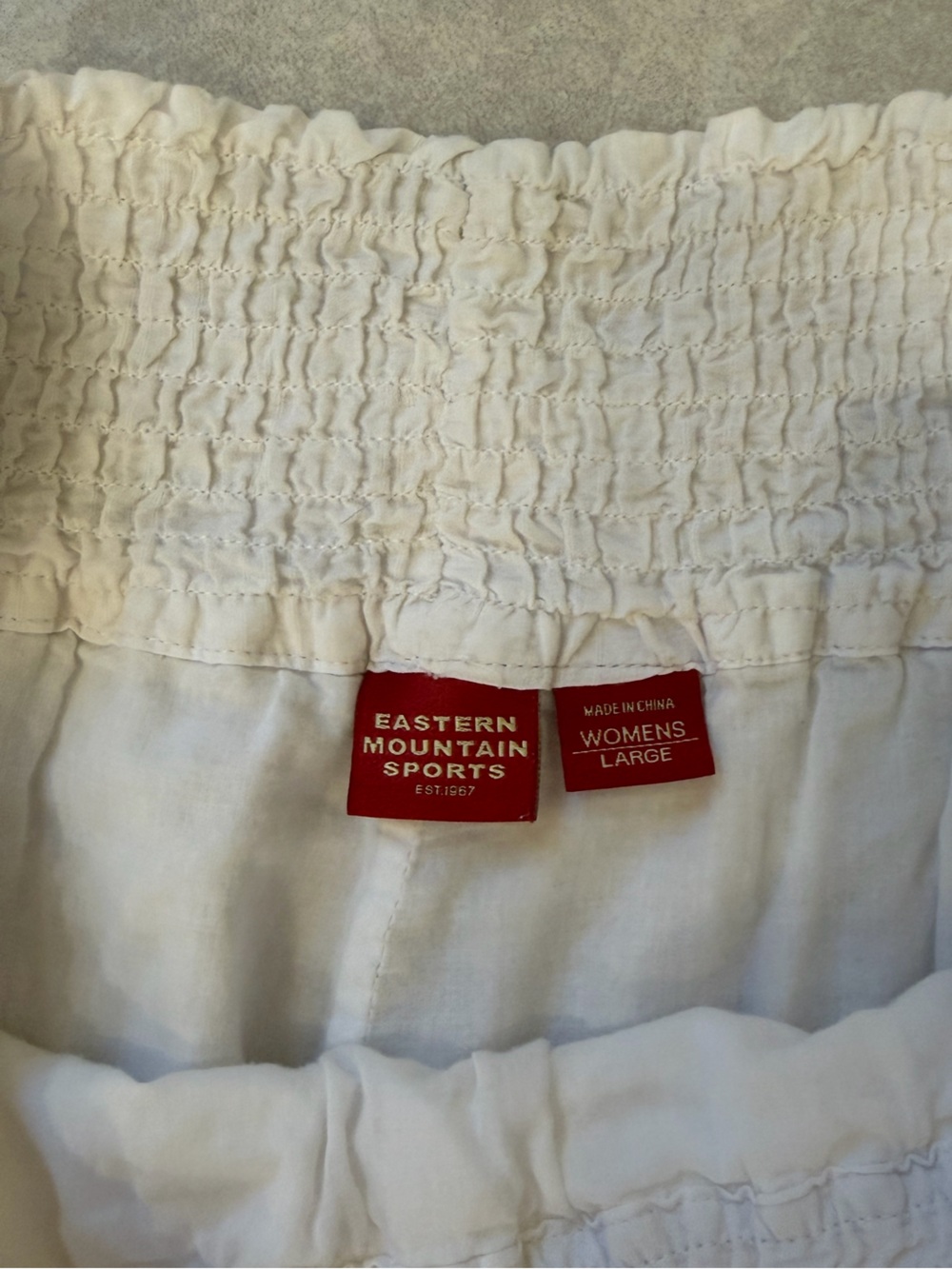 Eastern Mountain Sports White Smocked A-Line Skirt- pockets and lined! Size L - Picture 3 of 5